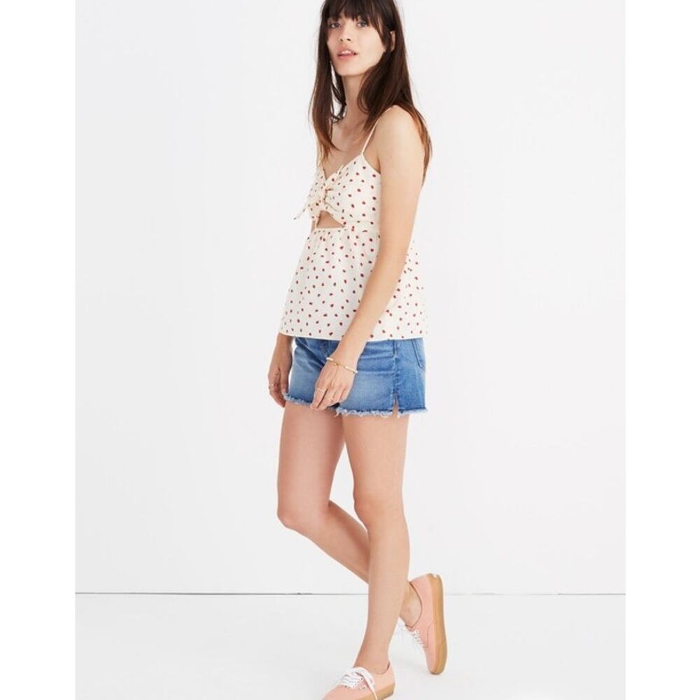 Madewell Strawberry Tie Front Cami Keyhole Top  Cotton Summer Sz 2 Cottagecore - Picture 11 of 12